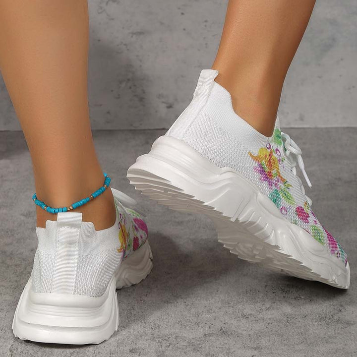 W&W Mode | Breite Sneaker Mit Blumenmuster Für Damen