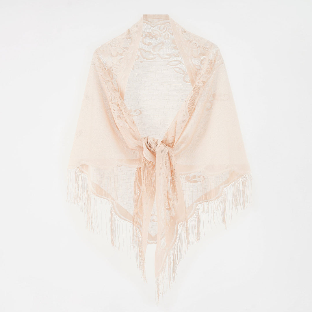 Damen Eleganter Chiffon-Schal mit kunstvollen Fransen W&W Mode