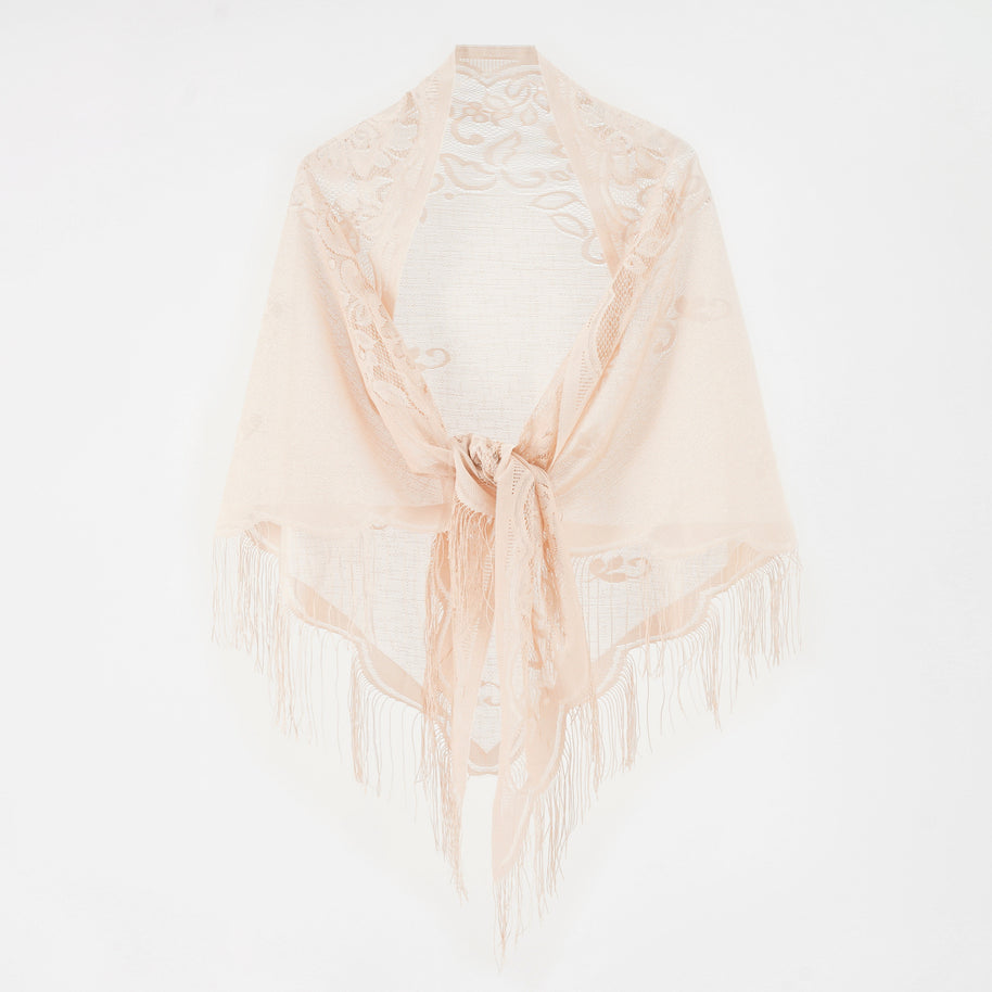 Damen Eleganter Chiffon-Schal mit kunstvollen Fransen WW