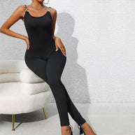Damen Jumpsuit mit dekorativen Schulterringen WW