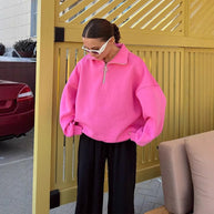 Damen Sportlicher Stehkragen Pullover WW