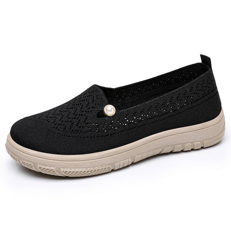 Damen Atmungsaktive Slip-On Hausschuhe mit elegantem Strickdesign und komfortablem Fußbett WW
