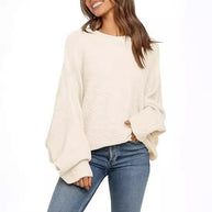 Damen Bequemer oversized Strickpullover mit weit geschnittenen Ärmeln WW