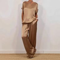 Damen elegantes Lounge-Set mit fließendem Schnitt und elastischem Bund WW