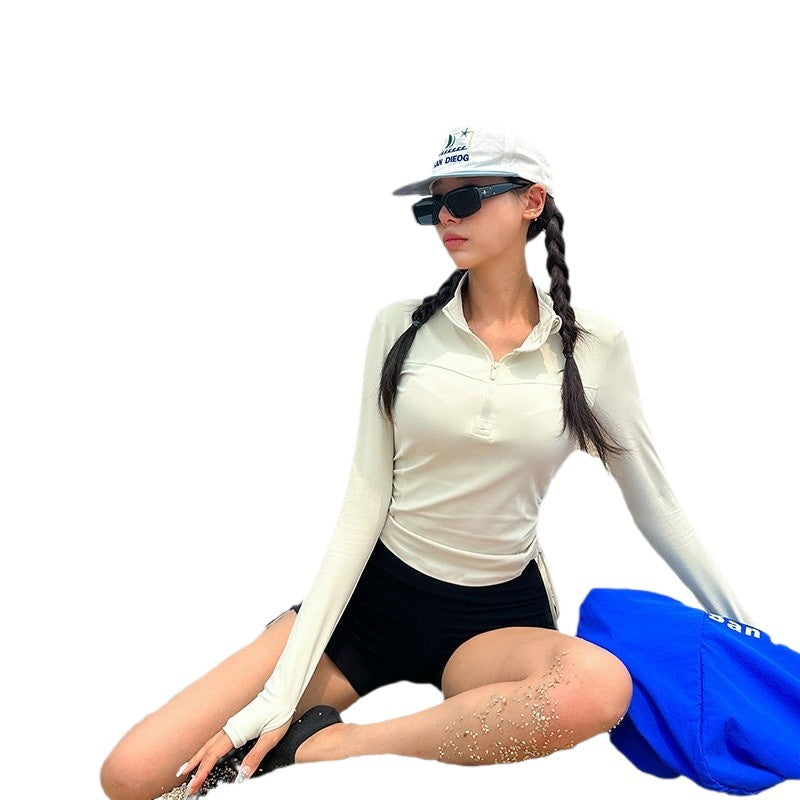 Femme Langarm Reißverschluss Rash Guard Set WW