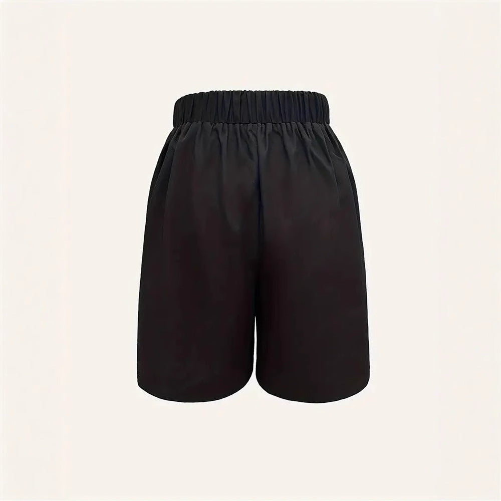 Damen Elegante High-Waist Shorts mit dekorativen Falten W&W Mode