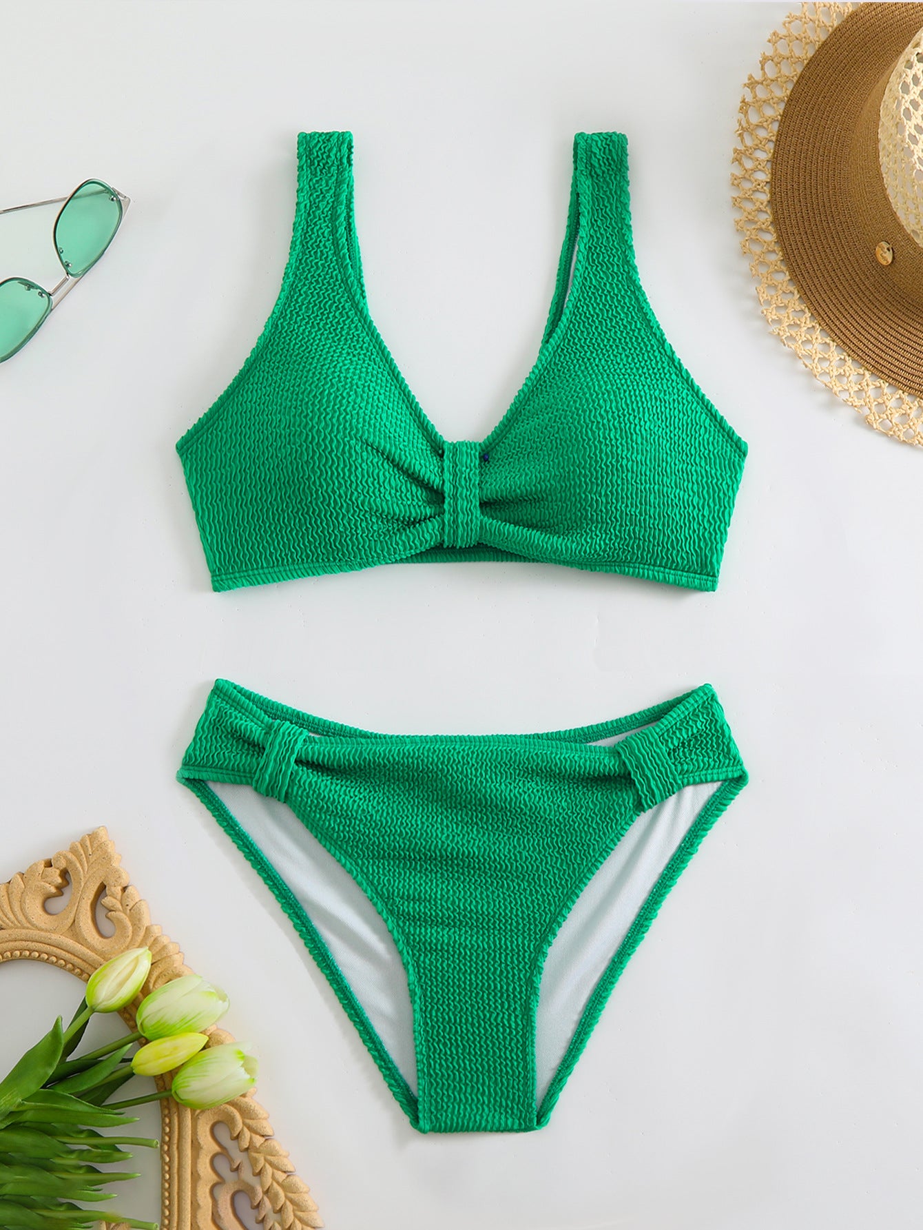 Damen Bikini mit strukturiertem Oberteil und hoher Taille WW