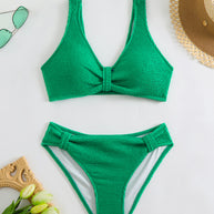 Damen Bikini mit strukturiertem Oberteil und hoher Taille WW