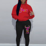 Damen sportliches Hoodie- und Jogginghose-Set mit einzigartigem grafischen Druck WW
