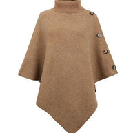 Damen Strick-Poncho mit steigendem Kragen und dekorativen Knopfdetails WW