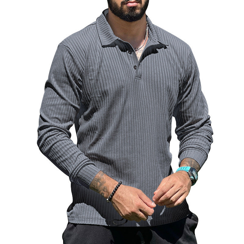 Herren Langarm Poloshirt mit strukturiertem Rippendesign und klassischem Kragen WW