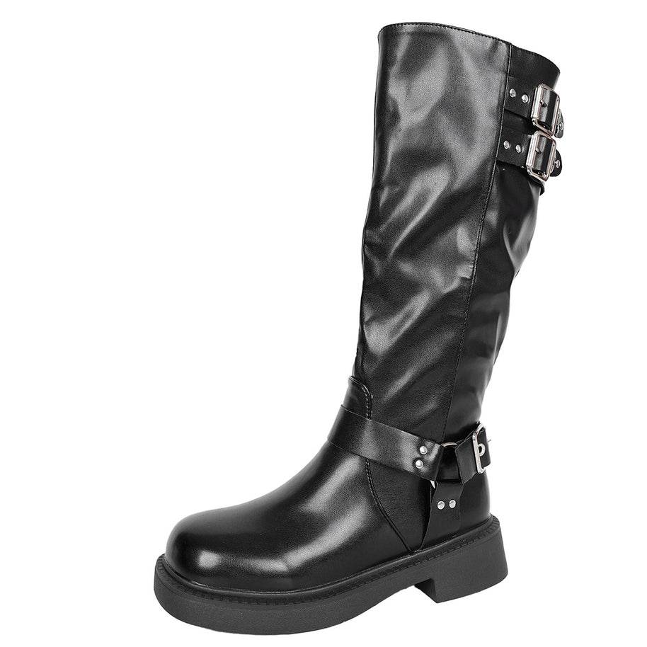 Damen Stiefel mit modischen Schnallen-Details und strapazierfähigem Obermaterial WW