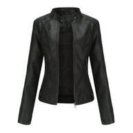 WW - Damen schlichte Kunstlederjacke für einen kantigen Look
