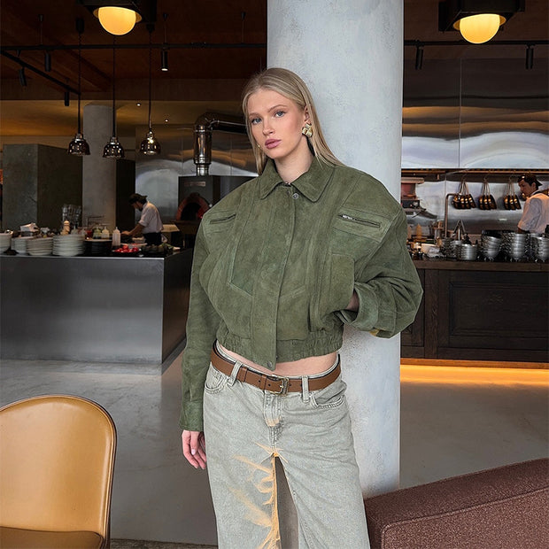 Damen Snacklederjacke mit lässigem Schnitt WW