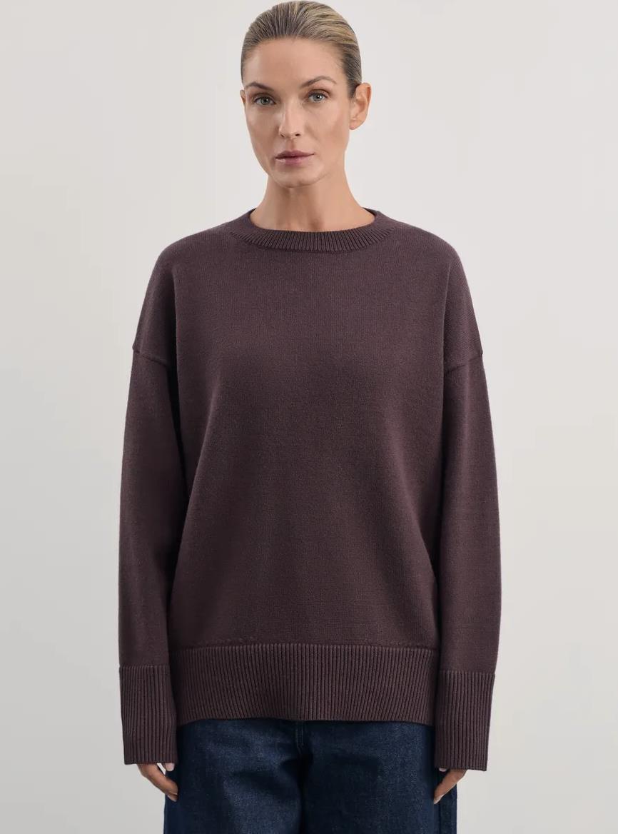 Damen Bequemer und eleganter Strickpullover mit überschnittenen Schultern und Rippenbündchen WW