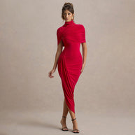 Damen elegantes, figurbetontes Rüschendes Abendkleid W&W