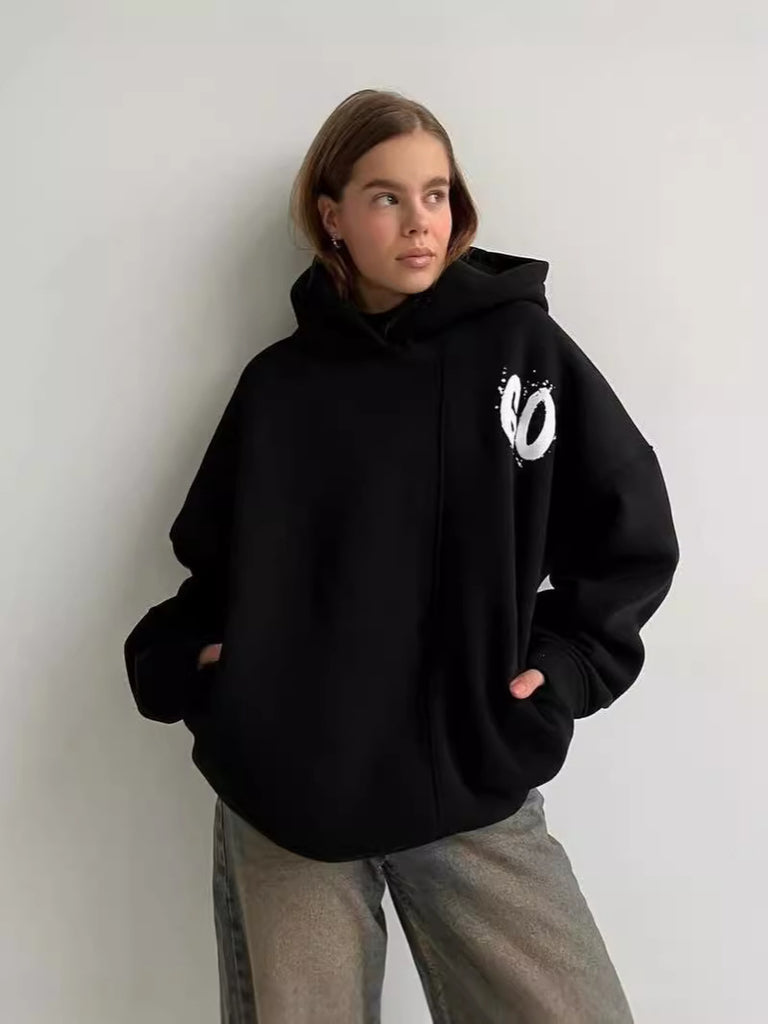 Damen bequemer Oversized Hoodie mit Kängurutasche und hochwertiger Baumwollmischung WW