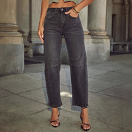 Damen weite High-Waist Jeans mit strukturiertem Design WW