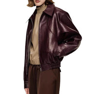 Damen Sportliche Lederjacke mit elastischem Bund WW