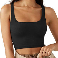 Damen Crop Top mit geripptem Stoff und breiten Trägern WW