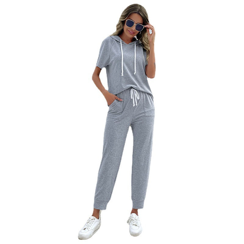 Damen Jumpsuit mit bequemem Kordelzug und lässigem Kurzarmdesign WW
