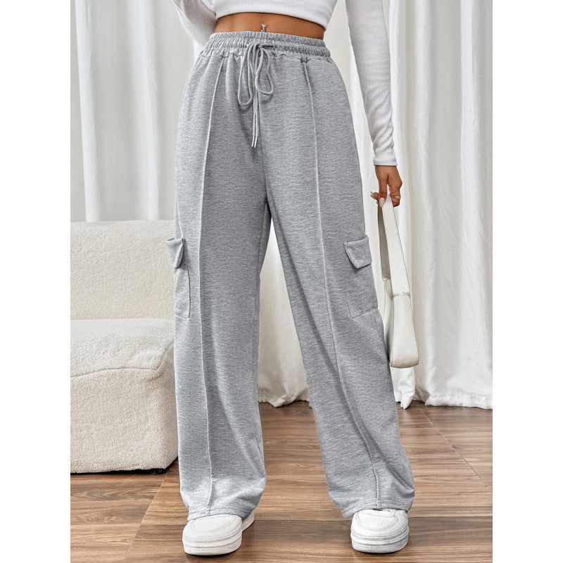 Damen Weite Cargo-Hosen mit elastischem Bund und praktischen Seitentaschen WW