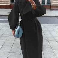 Damen Maximaler Oversized Mantel mit Schulterschultern und Doppelreihe WW