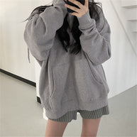 WOLF Zip-up Oversized Solid Pocket Hooded Langarm Lose Baseball Jacke