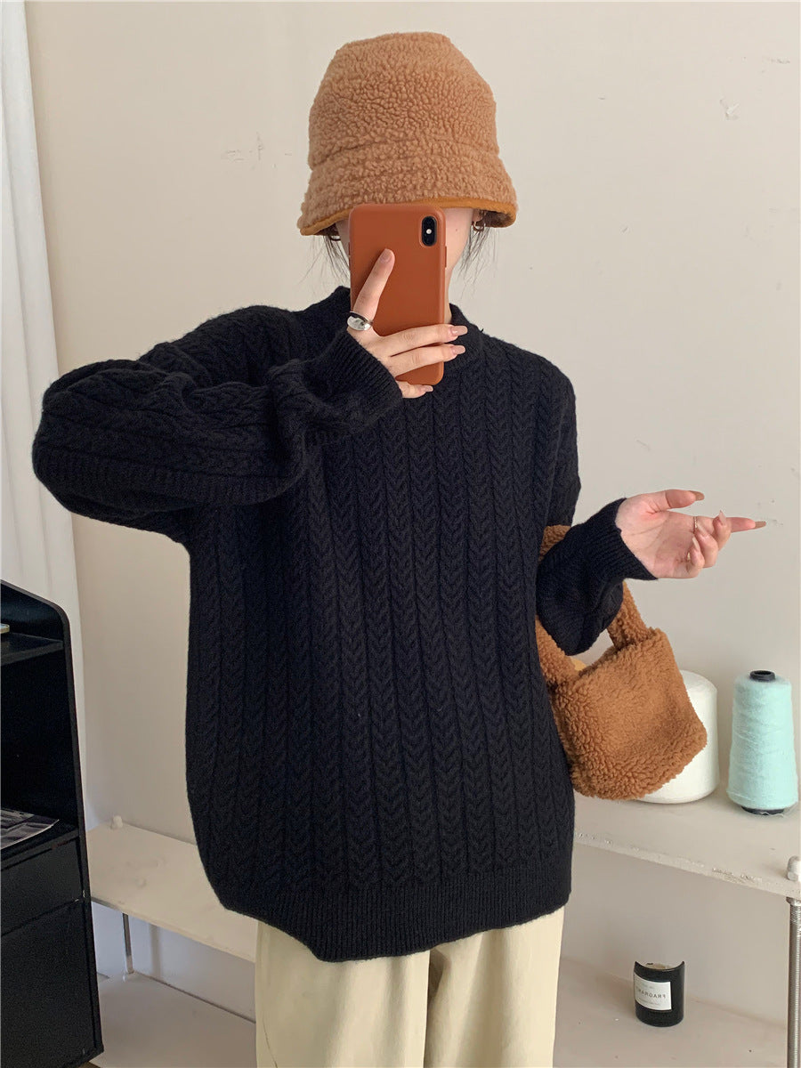 Damen Strickpullover mit strukturierter Zopfmusterung und lässigem Schnitt WW