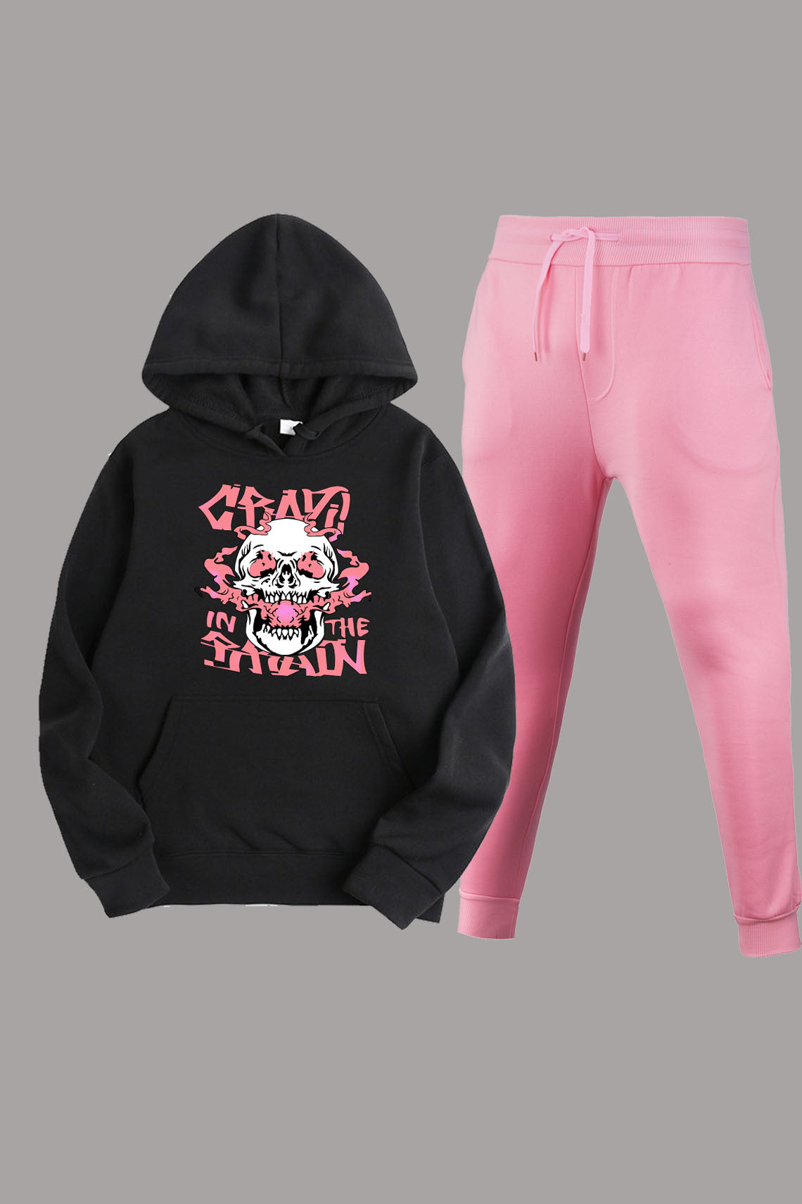 Damen sportliches Hoodie mit kreativen Grafiken und lässigen Jogginghosen WW