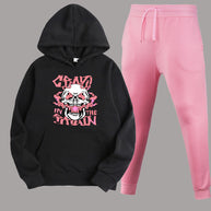 Damen sportliches Hoodie mit kreativen Grafiken und lässigen Jogginghosen WW