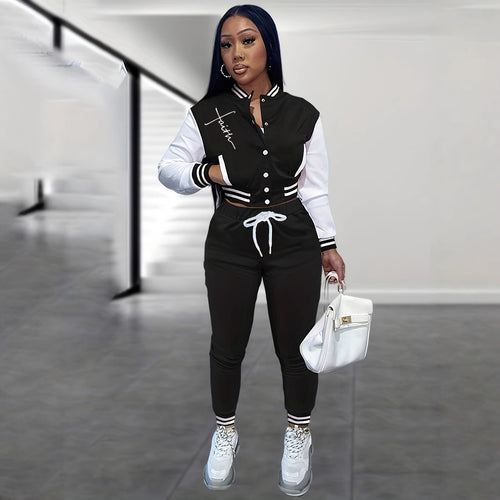 Damen Sportoverall mit kontrastierenden Ärmeln und modischem Schriftzug WW