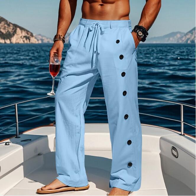 Herren lässige strandtaugliche Hose mit seitlichen Knopfdetails WW