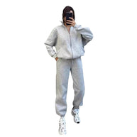 Damen bequemer und stilvoller Zip-Hoodie mit passenden Jogginghosen WW