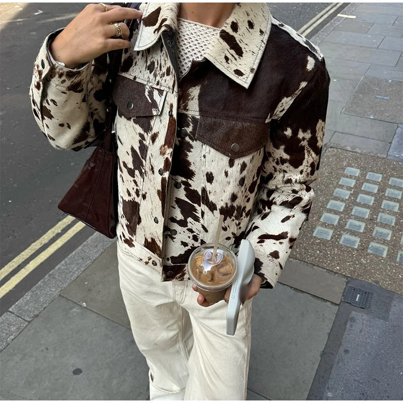 Damen Modische Lammfelljacke mit auffälligem Design WW