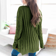 Damen Strickjacke mit strukturiertem Zopfdesign und praktischen Taschen WW