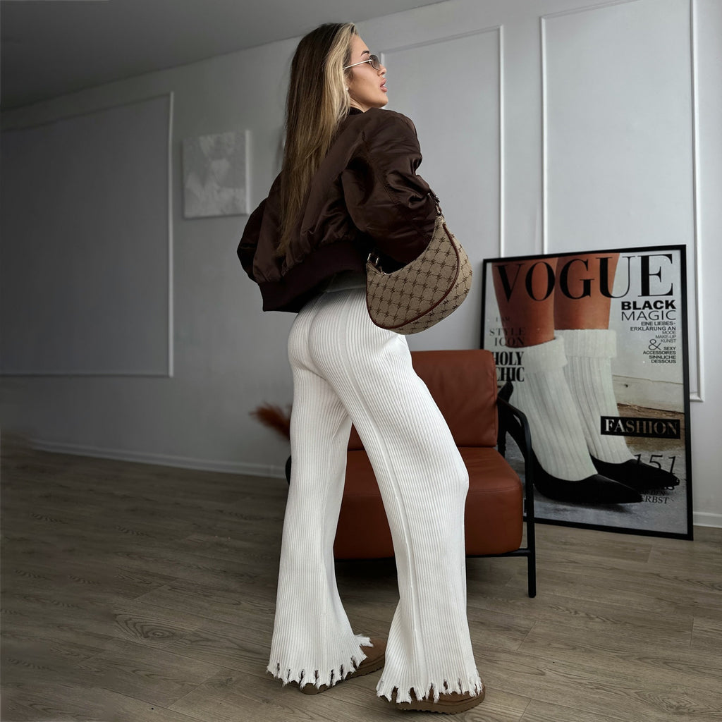 Damen Lederjacke mit lässigem Schnitt und elastischen Bündchen WW