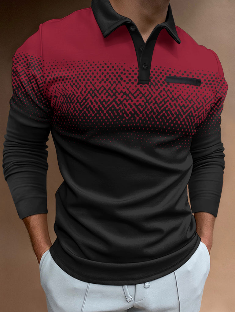Herren Langarm Poloshirt mit modernem Grafikdesign und elastischen Eigenschaften WW