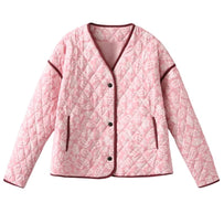 Damen gesteppte Jacke mit floralem Design und praktischen Taschen WW