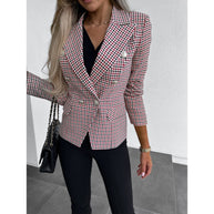 Damen Karierter Blazer im modernen Schnitt mit doppelter Knopfreihe und eleganten Details WW