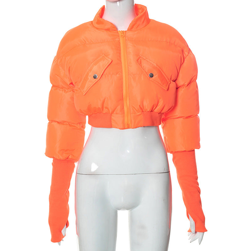 Damen Gekürzte Pufferjacke mit Verlängerten Ärmeln WW