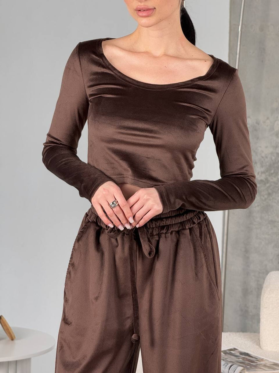 Damen sportliches Crop-Top und weite Hose Set WW