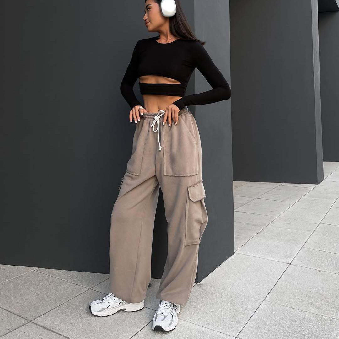 Damen Cargo-Hose mit weitem Schnitt und elastischem Bund WW