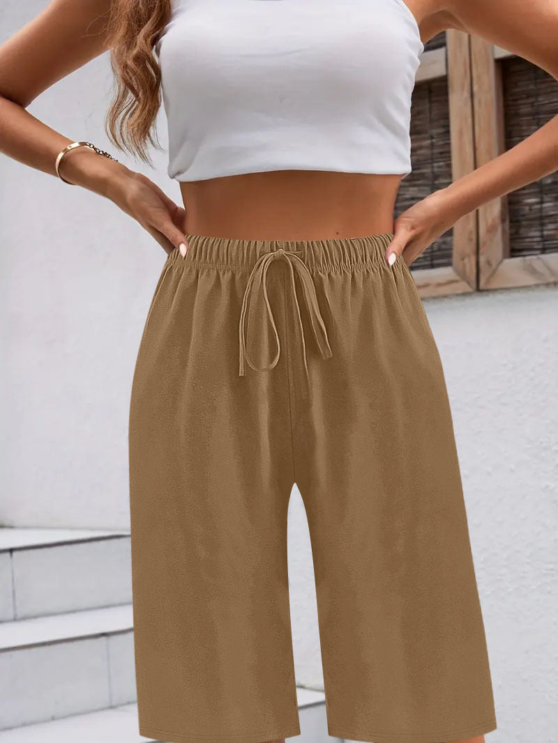 Damen sportive Bermuda-Shorts mit elastischem Bund und verstellbarem Kordelzug W&W Mode