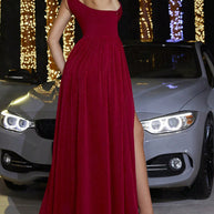 Damen Abendkleid mit asymmetrischem Schnitt und elegantem Schlitz WW