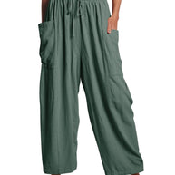 Damen Bequeme Leinen-Hosen mit praktischen Seitentaschen WW