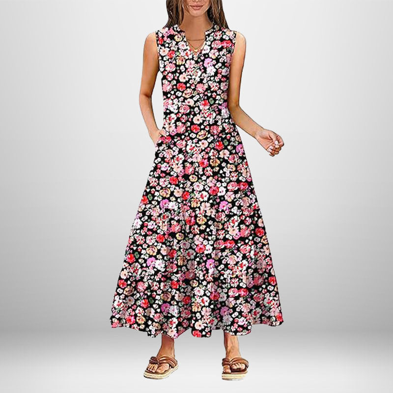 Damen Maxikleid mit Knopfdetail und seitlichen Taschen W&W Mode