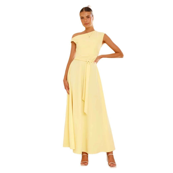Damen Maxikleid mit asymmetrischem Schnitt und eleganter Drapierung W&W Mode