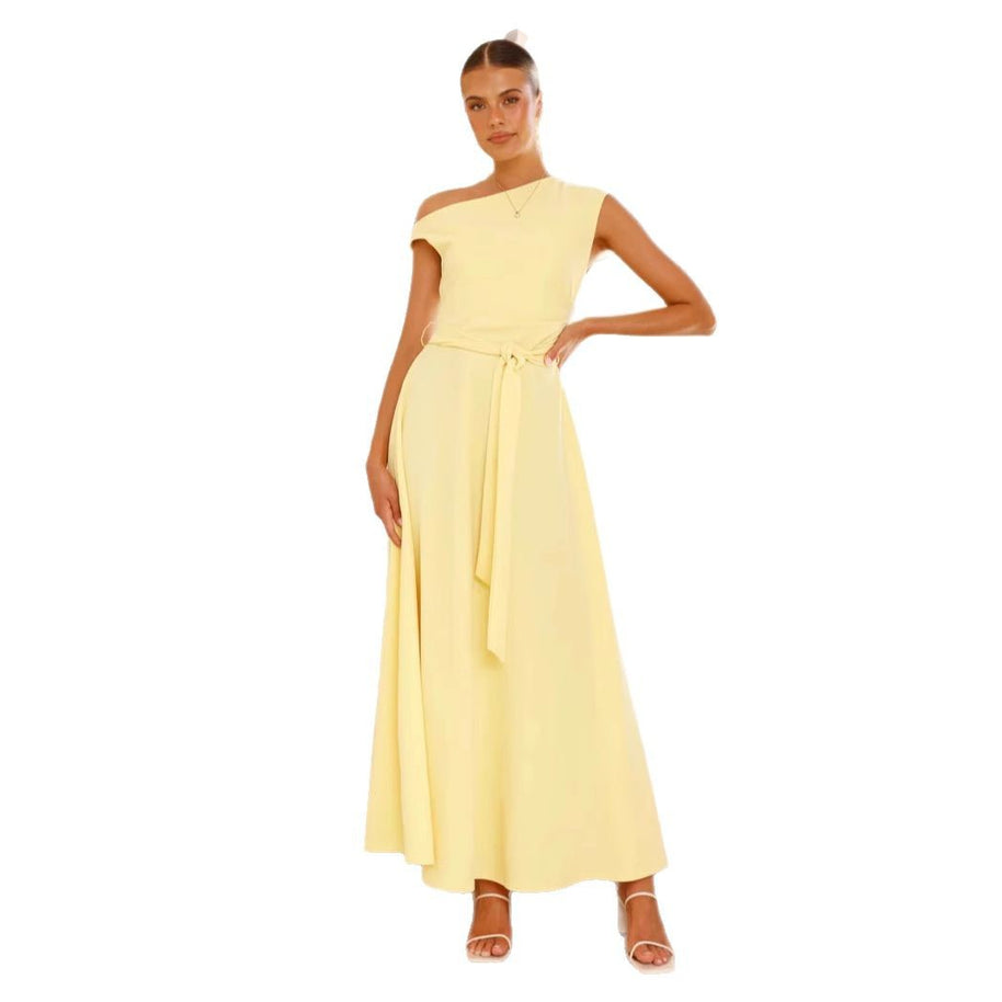 Damen Maxikleid mit asymmetrischem Schnitt und eleganter Drapierung WW