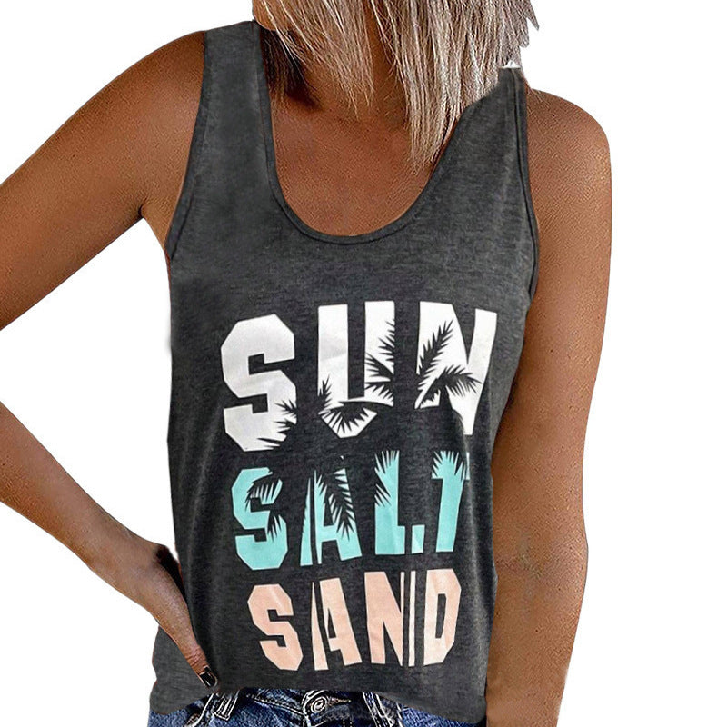 Damen ärmelloses Freizeitshirt mit trendigem Grafikdesign WW